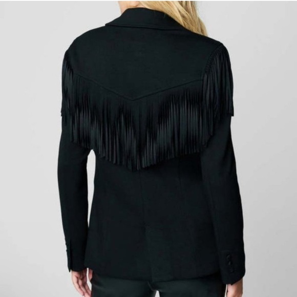NWT Free People X Blank NYC Show Stopper Black Fringe Blazer Size Large - Picture 7 of 10